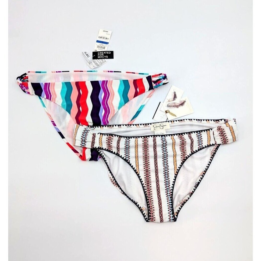 2 Bikini Bottom Womens XL Jessica Simpson Bar III Waves Tribal Print Resort